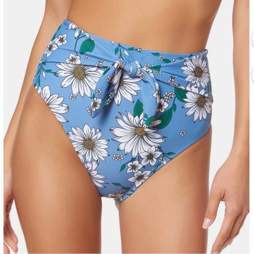 Jessica Simpson PACIFIC MULTI Printed High-Waist Bikini Swim Bottom, Small